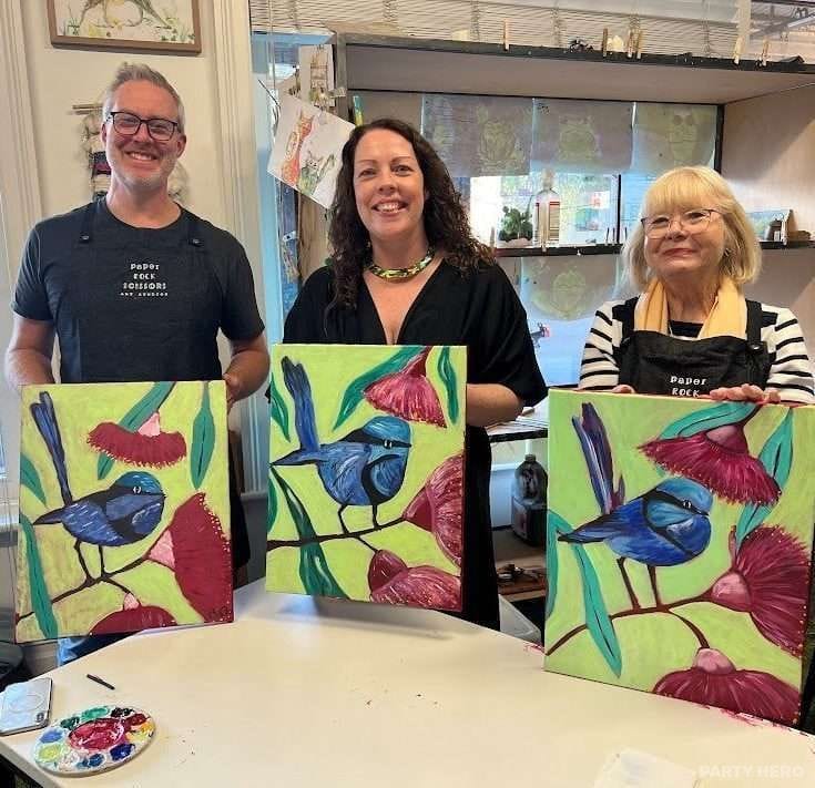 Paper Rock Scissors Art Studios paint & sip in Sydney - group bookings