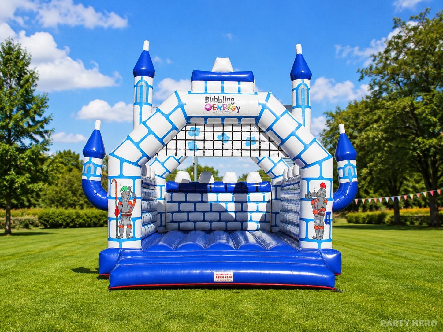 Jumping castle hire in Sydney — extra-large blue and white castle bouncer for kids and adults
