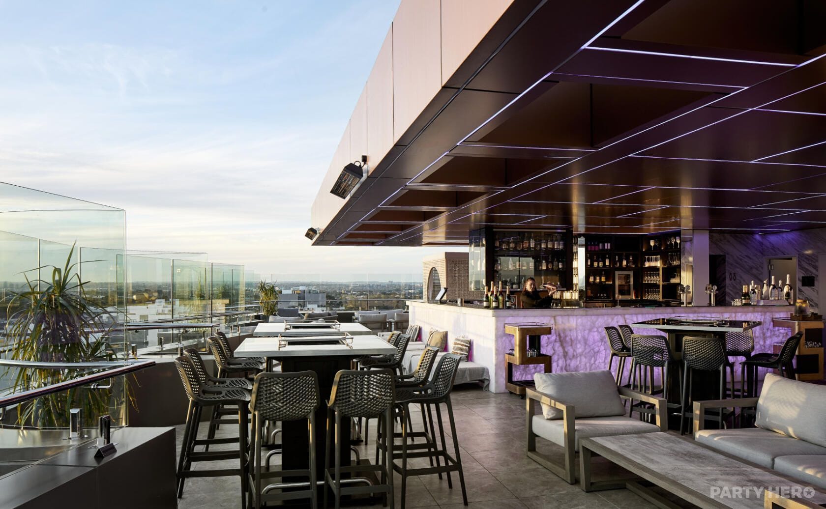 Semi-Private Rooftop Bar at Skye Bar & Lounge - party venue hire