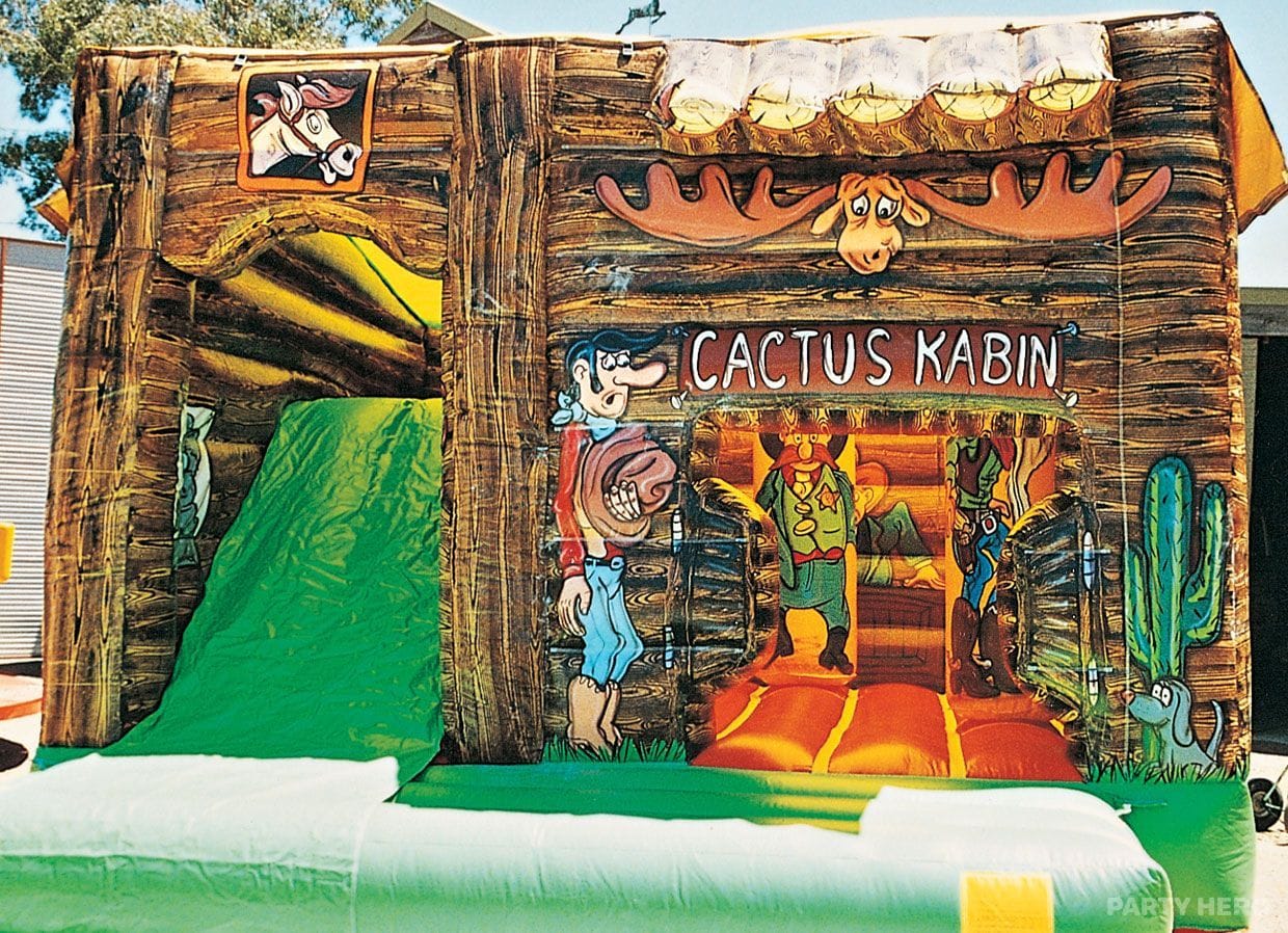 Cactus Kabin Wild West fun house with a green slide