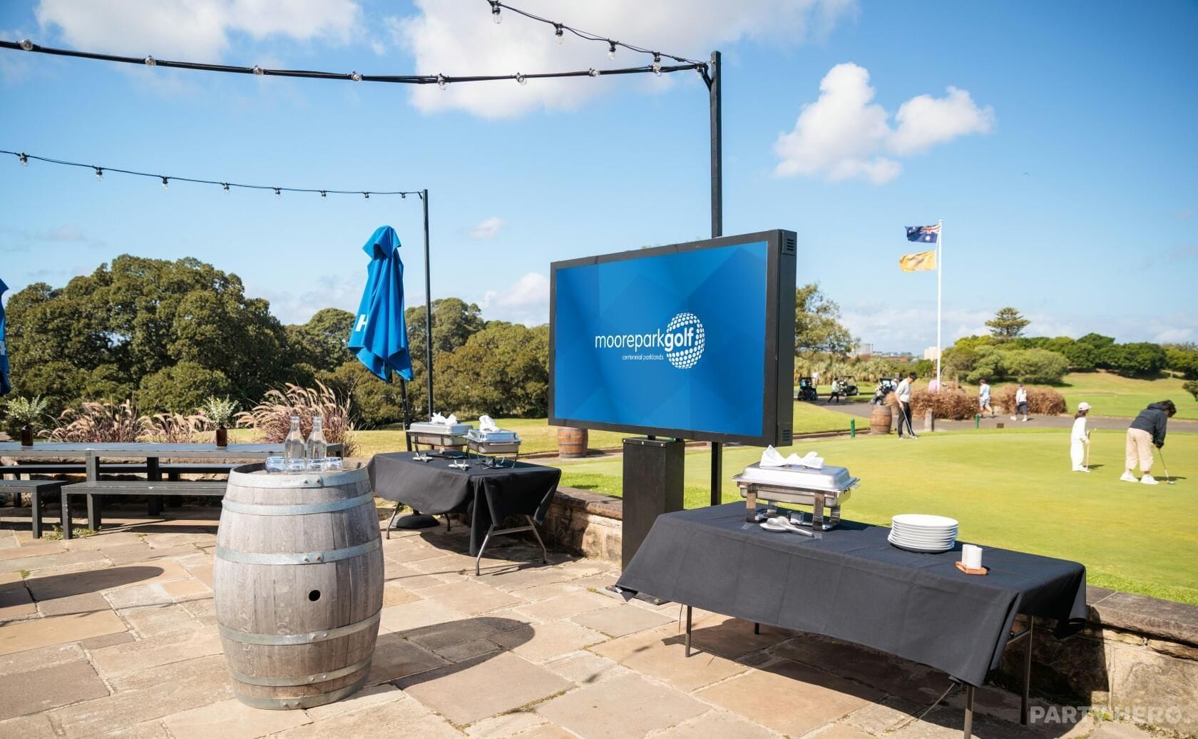 The Lower Patio Terrace at Moore Park Golf Club - party venue hire