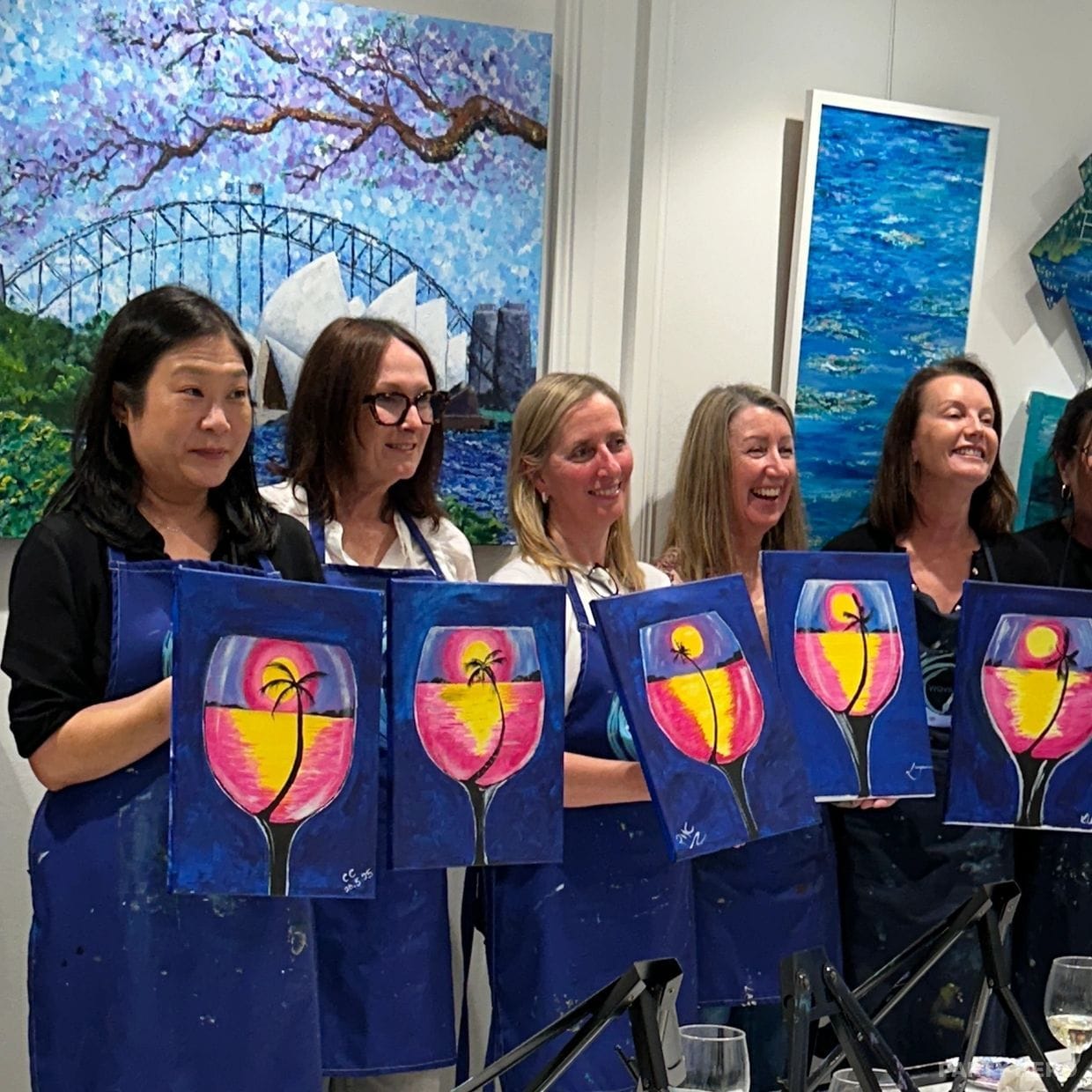 Wave Art paint & sip in Sydney - group bookings