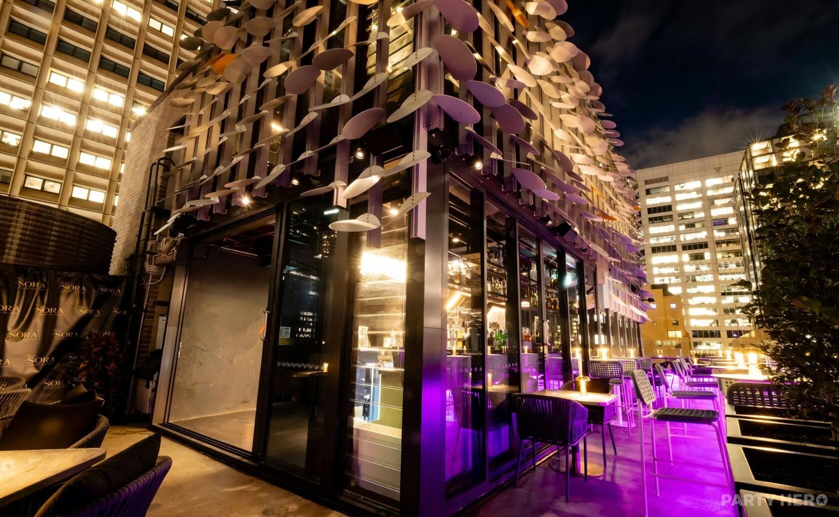 Rooftop Terrace & Bar at Sora Rooftop Bar - party venue hire
